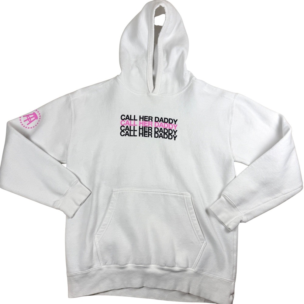 Call Her Daddy Podcast‎ Graphic Hoodie White Streetwear Sweatshirt Large 2018